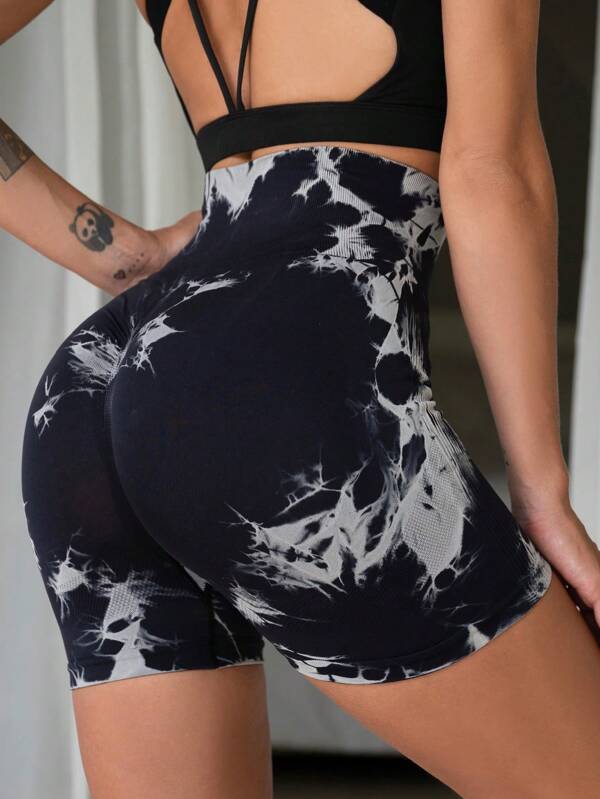Shorts deportivos con cintura ancha y degradado negro