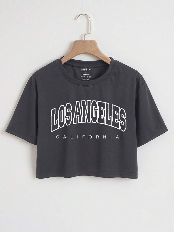 Camiseta con estampado gris