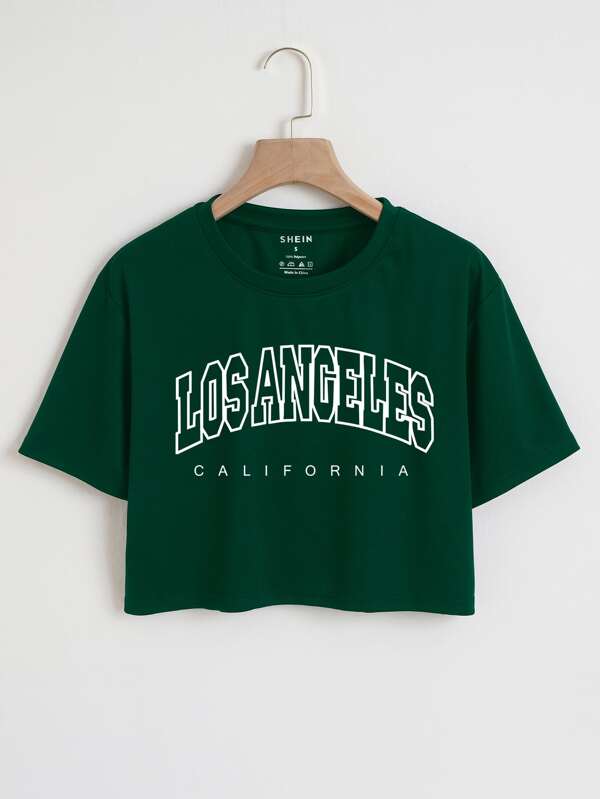 Camiseta con estampado verde